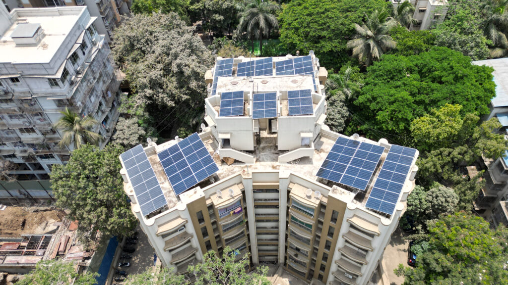 Rooftop solar power plant installed at Bank of Baroda residential premises by VEMCO Solar with high-efficiency solar panels